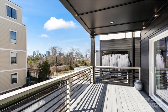 deck with a city view