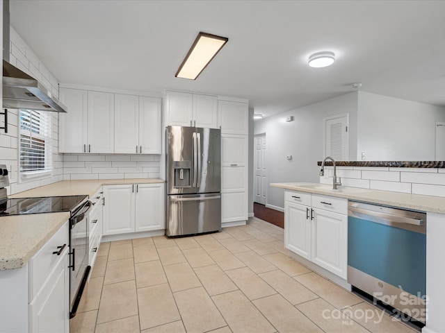 kitchen featuring dishwashing machine, tasteful backsplash, electric stove, and stainless steel fridge with ice dispenser