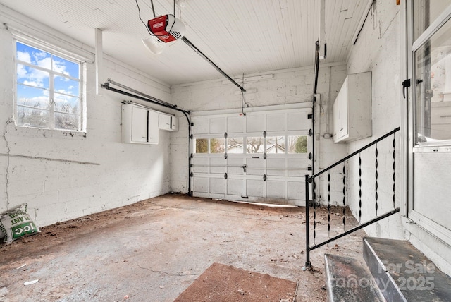 garage with a garage door opener