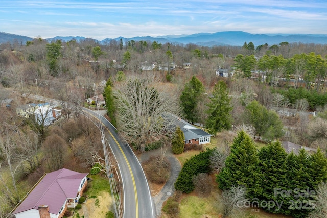 aerial view with a mountain view