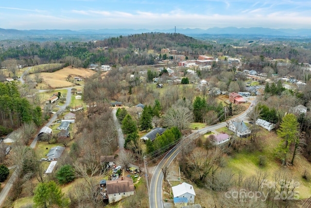 birds eye view of property with a mountain view