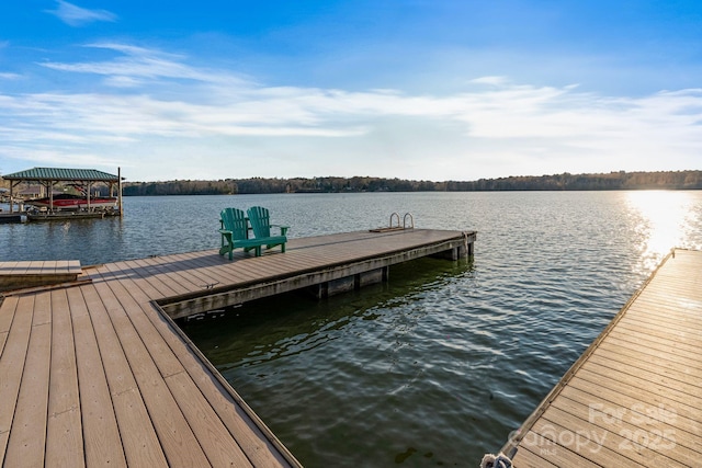 dock area featuring a water view