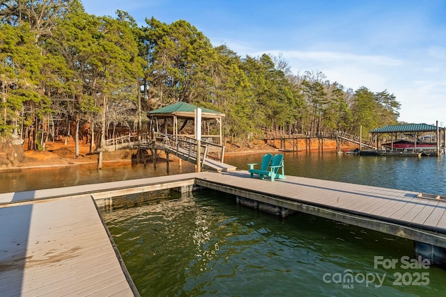 view of dock featuring a water view