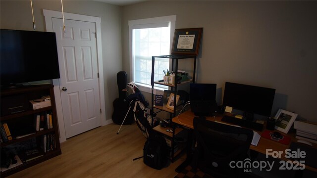 office area featuring wood finished floors