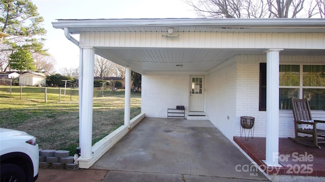 view of patio with an attached carport