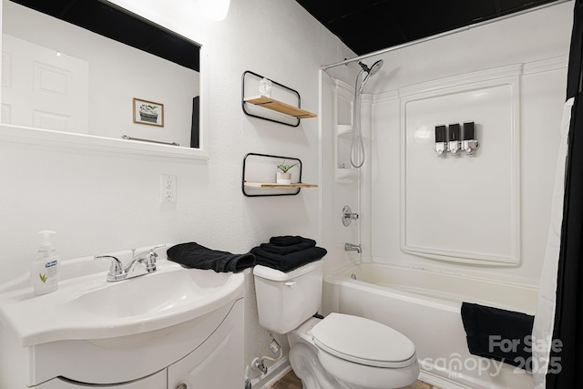 full bath featuring vanity,  shower combination, and toilet