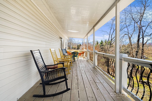 deck featuring covered porch