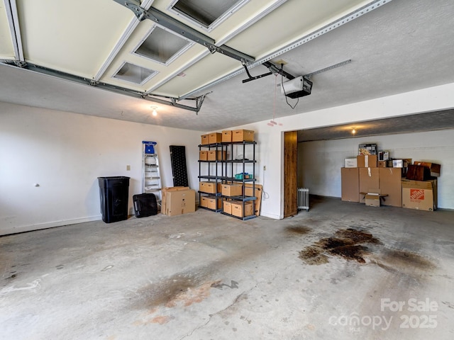 garage with a garage door opener