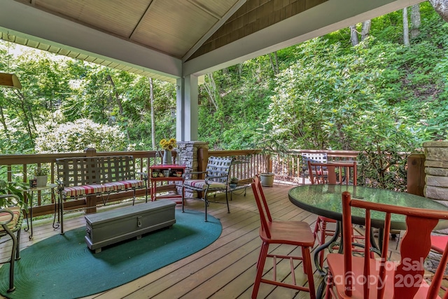 322 Crestview Dr, Black Mountain, NC 28711 - wooden terrace featuring outdoor dining area