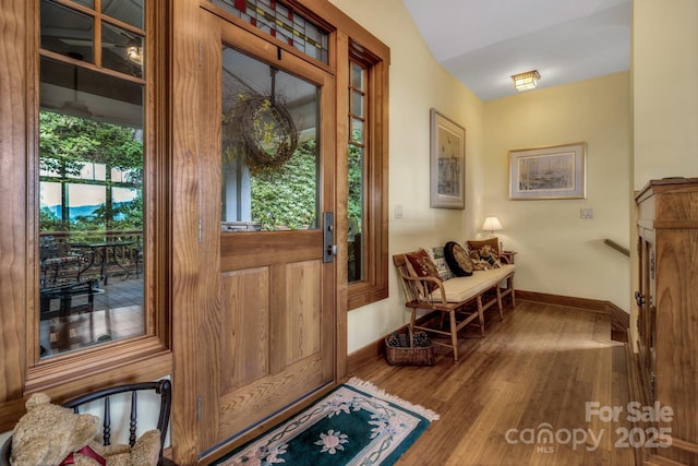 322 Crestview Dr, Black Mountain, NC 28711 - foyer entrance with wood finished floors and baseboards