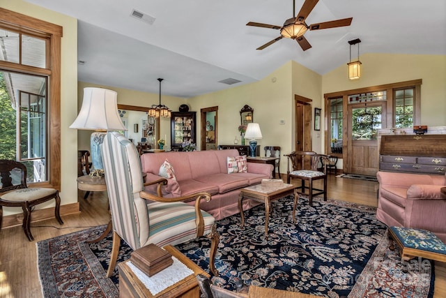 322 Crestview Dr, Black Mountain, NC 28711 - living room with visible vents, a healthy amount of sunlight, and wood finished floors