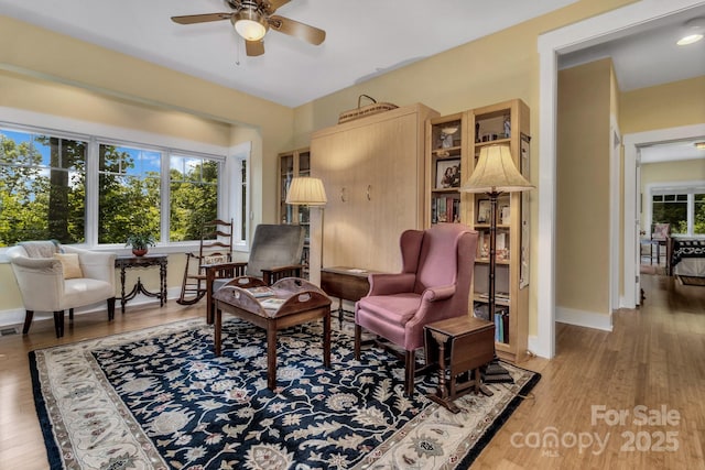 322 Crestview Dr, Black Mountain, NC 28711 - sitting room featuring a ceiling fan, visible vents, baseboards, and light wood-type flooring