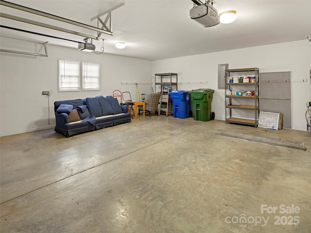 garage with a garage door opener