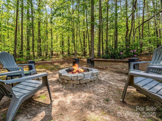 145 Jobes Trl, Mill Spring, NC 28756 - surrounding community with an outdoor fire pit and a wooded view