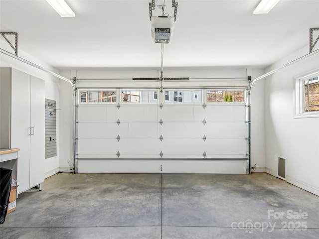 garage with a garage door opener