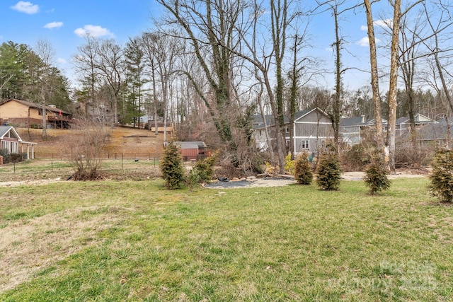 view of yard featuring fence