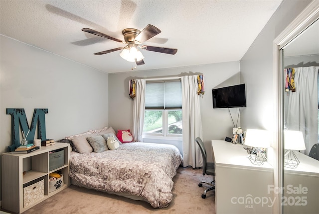 4825 1st Street Ct NW, Hickory, NC 28601 - bedroom featuring light colored carpet, an office area, ceiling fan, and a textured ceiling