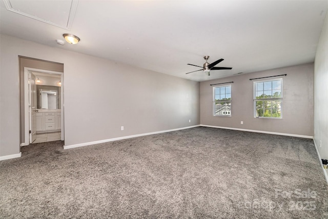 19113 Hawk Haven Ln, Charlotte, NC 28278 - unfurnished room featuring attic access, ceiling fan, and carpet