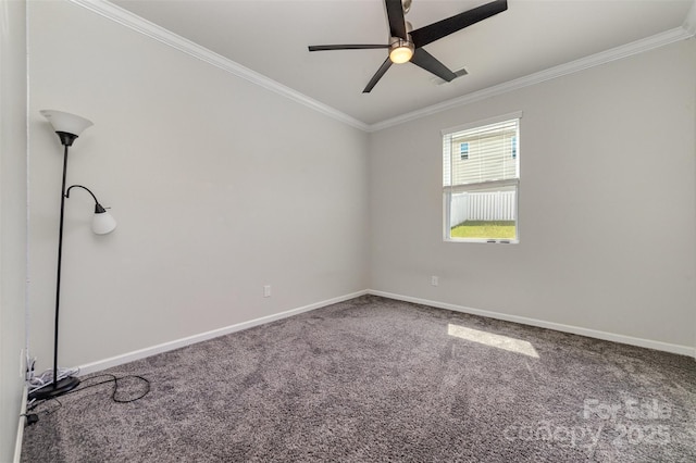 19113 Hawk Haven Ln, Charlotte, NC 28278 - carpeted spare room with crown molding and a ceiling fan