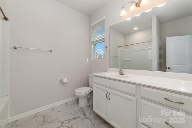 19113 Hawk Haven Ln, Charlotte, NC 28278 - bathroom with vanity and marble look tile flooring