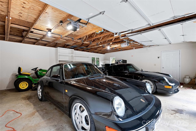 garage with a garage door opener