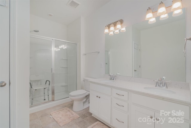 full bath featuring a stall shower, visible vents, and a sink