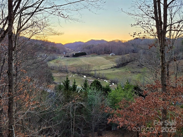 mountain view featuring a rural view