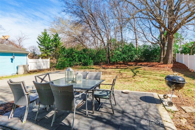 view of patio / terrace with fence and outdoor dining area