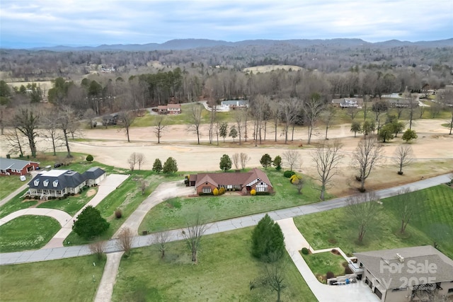 bird's eye view with a rural view, a mountain view, and a forest view