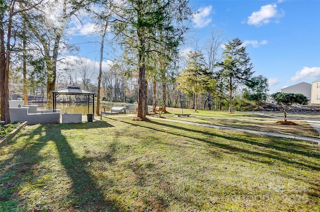 view of yard with a gazebo