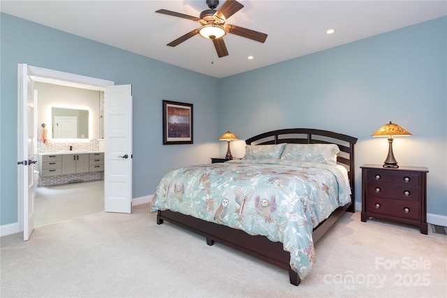 39 Hawks Pointe Ln, Weaverville, NC 28787 - bedroom featuring carpet flooring, baseboards, ensuite bath, recessed lighting, and ceiling fan