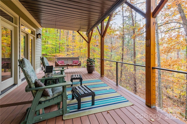 39 Hawks Pointe Ln, Weaverville, NC 28787 - wooden terrace with a wooded view