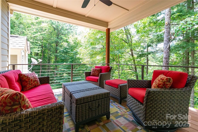 39 Hawks Pointe Ln, Weaverville, NC 28787 - deck with a ceiling fan and an outdoor living space