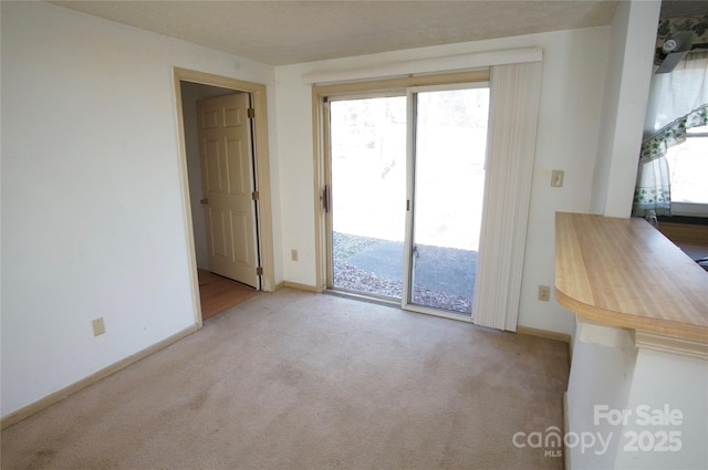 carpeted spare room featuring baseboards and a wealth of natural light