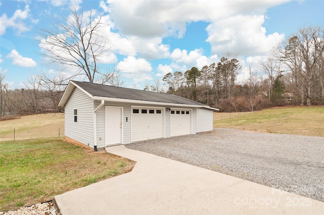 view of detached garage