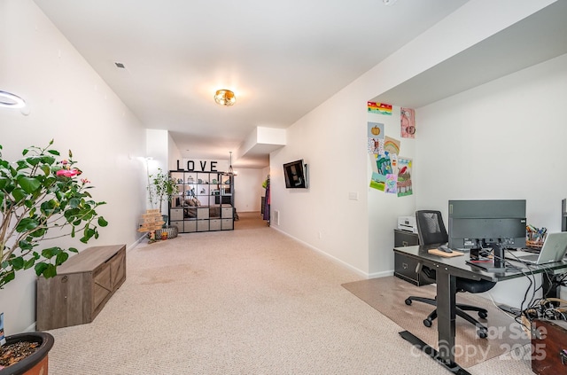 office with carpet floors and baseboards