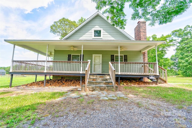 3640 Oak Haven Ln, Shelby, NC 28150 - view of front facade featuring a ceiling fan and a chimney