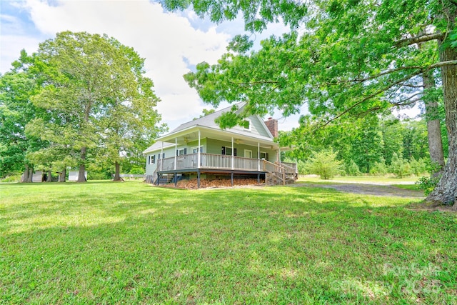 3640 Oak Haven Ln, Shelby, NC 28150 - view of green lawn featuring stairs and a porch