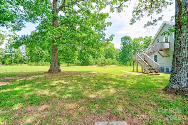 3640 Oak Haven Ln, Shelby, NC 28150 - view of green lawn featuring stairs and a deck
