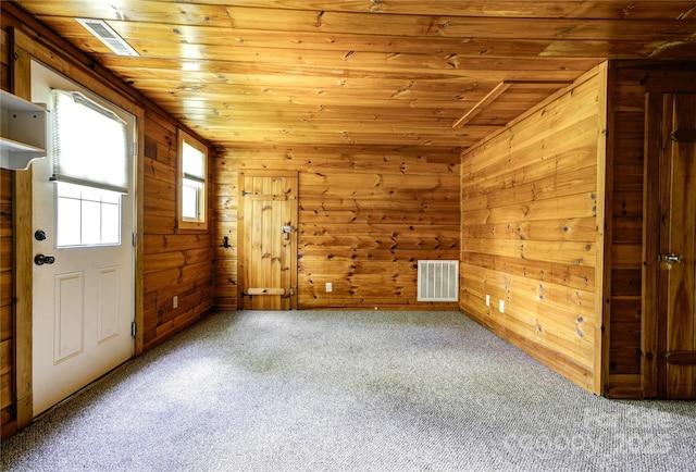 3640 Oak Haven Ln, Shelby, NC 28150 - additional living space featuring wooden ceiling, carpet floors, and wood walls