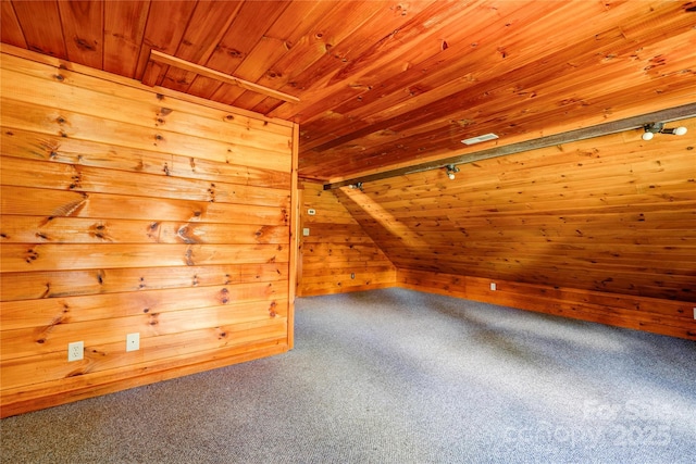 3640 Oak Haven Ln, Shelby, NC 28150 - bonus room featuring wooden ceiling, carpet floors, and wooden walls