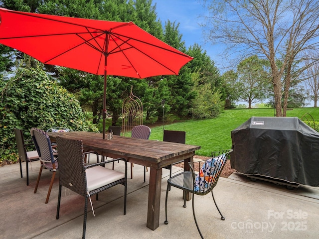 view of patio / terrace featuring grilling area and outdoor dining space