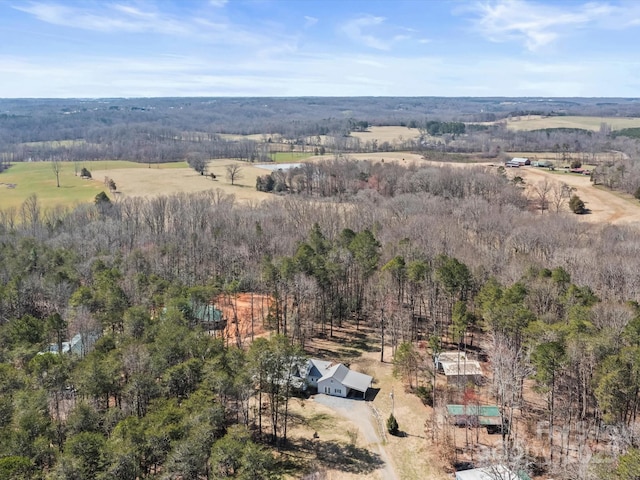 aerial view featuring a rural view