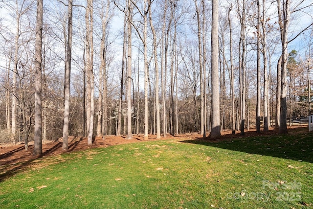 view of yard featuring a view of trees