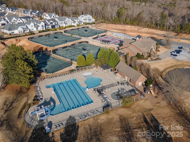 aerial view featuring a residential view