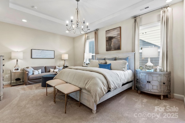 305 Basil Dr, Indian Trail, NC 28079 - carpeted bedroom with a chandelier and recessed lighting