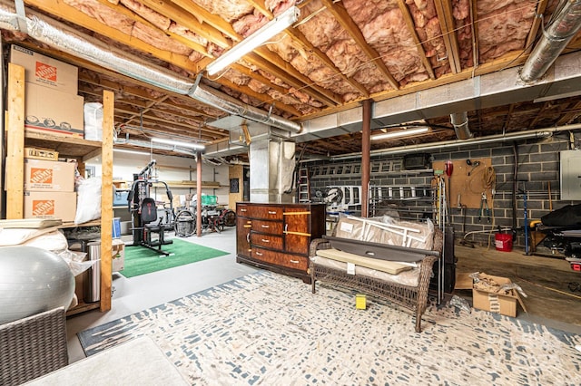 interior space featuring concrete block wall