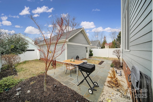 view of patio / terrace with a fenced backyard and area for grilling