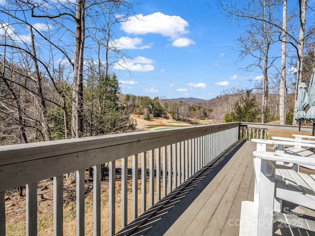 deck featuring a mountain view