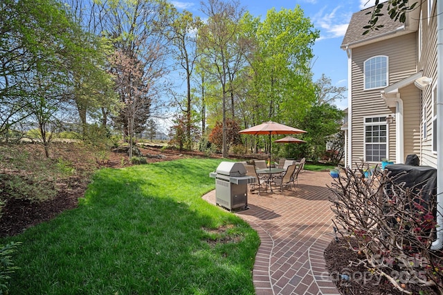 view of yard with a patio area